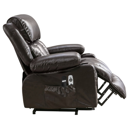 Faux Leather Power Lift Recliner Chair with Heating and Vibration Functions, Lounge Chair with USB Port and Foot Pedal