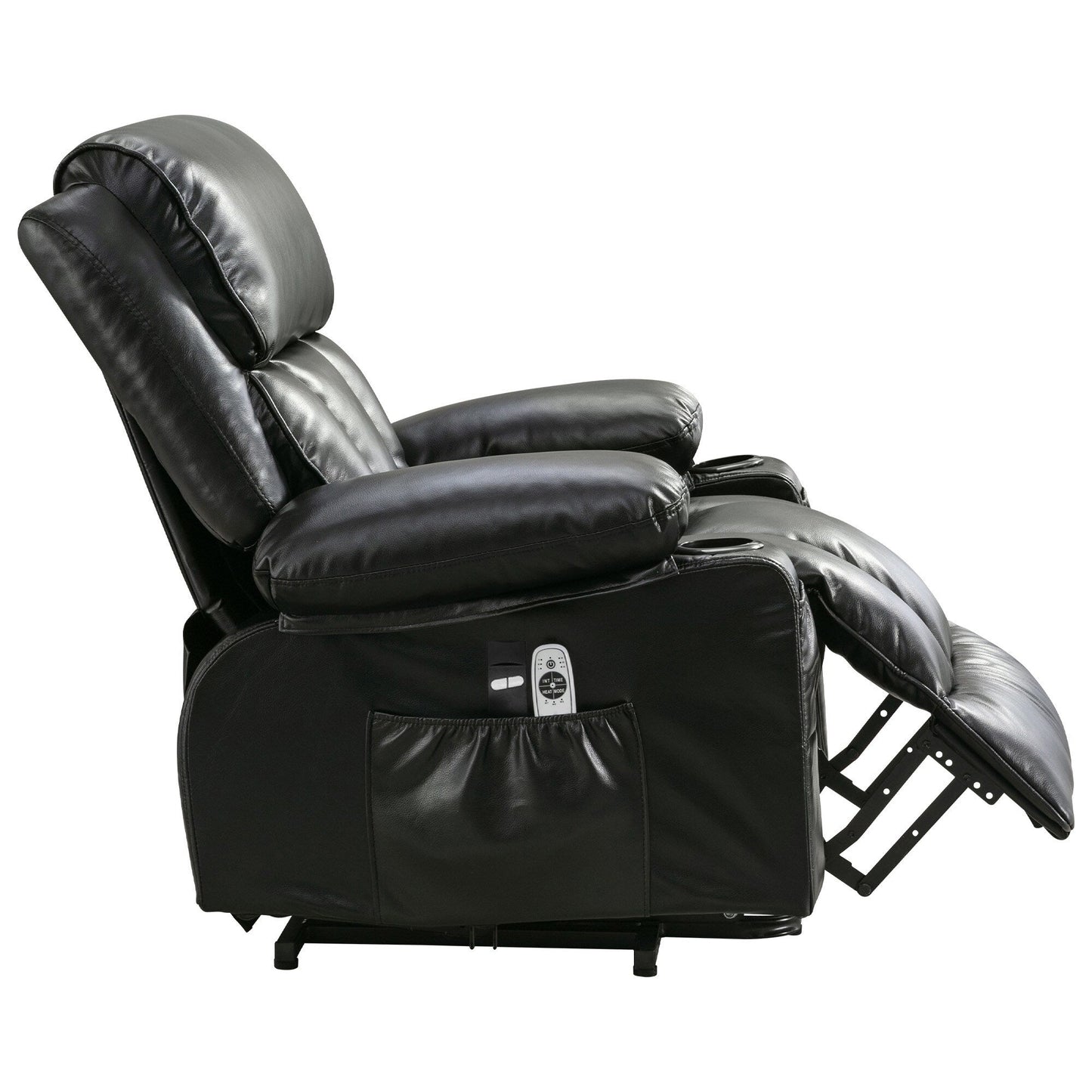 Faux Leather Power Lift Recliner Chair with Heating and Vibration Functions, Lounge Chair with USB Port and Foot Pedal
