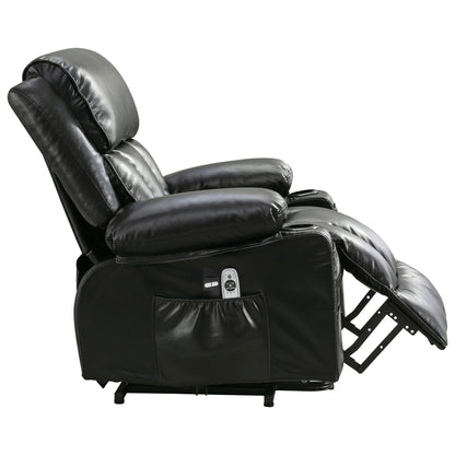 Faux Leather Power Lift Recliner Chair with Heating and Vibration Functions, Lounge Chair with USB Port and Foot Pedal