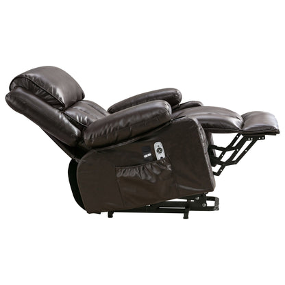 Faux Leather Power Lift Recliner Chair with Heating and Vibration Functions, Lounge Chair with USB Port and Foot Pedal