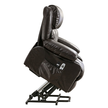 Faux Leather Power Lift Recliner Chair with Heating and Vibration Functions, Lounge Chair with USB Port and Foot Pedal