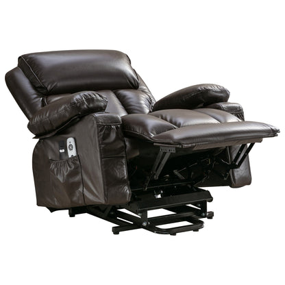 Faux Leather Power Lift Recliner Chair with Heating and Vibration Functions, Lounge Chair with USB Port and Foot Pedal