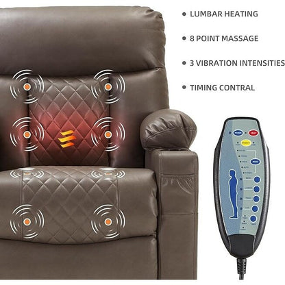 Faux Leather Power Lift Recliner with 8-Point Massage, Lumbar Heating, USB, Flat Lay