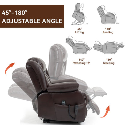 Faux Leather Power Lift Recliner with Massage & Lumbar Heating