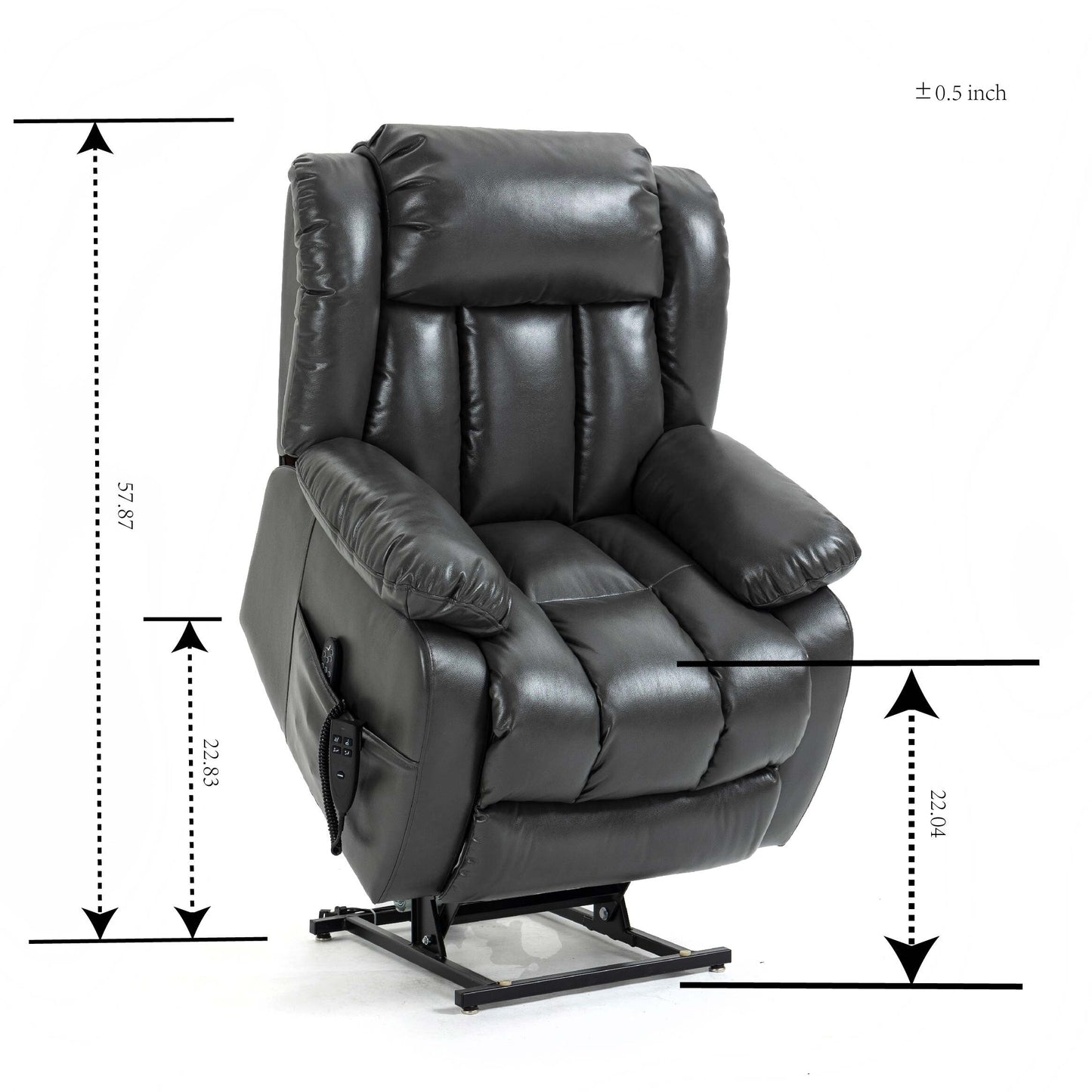 Faux Leather Power Lift Recliner with Massage & Lumbar Heating