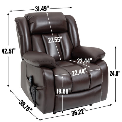 Faux Leather Power Lift Recliner with Massage & Lumbar Heating