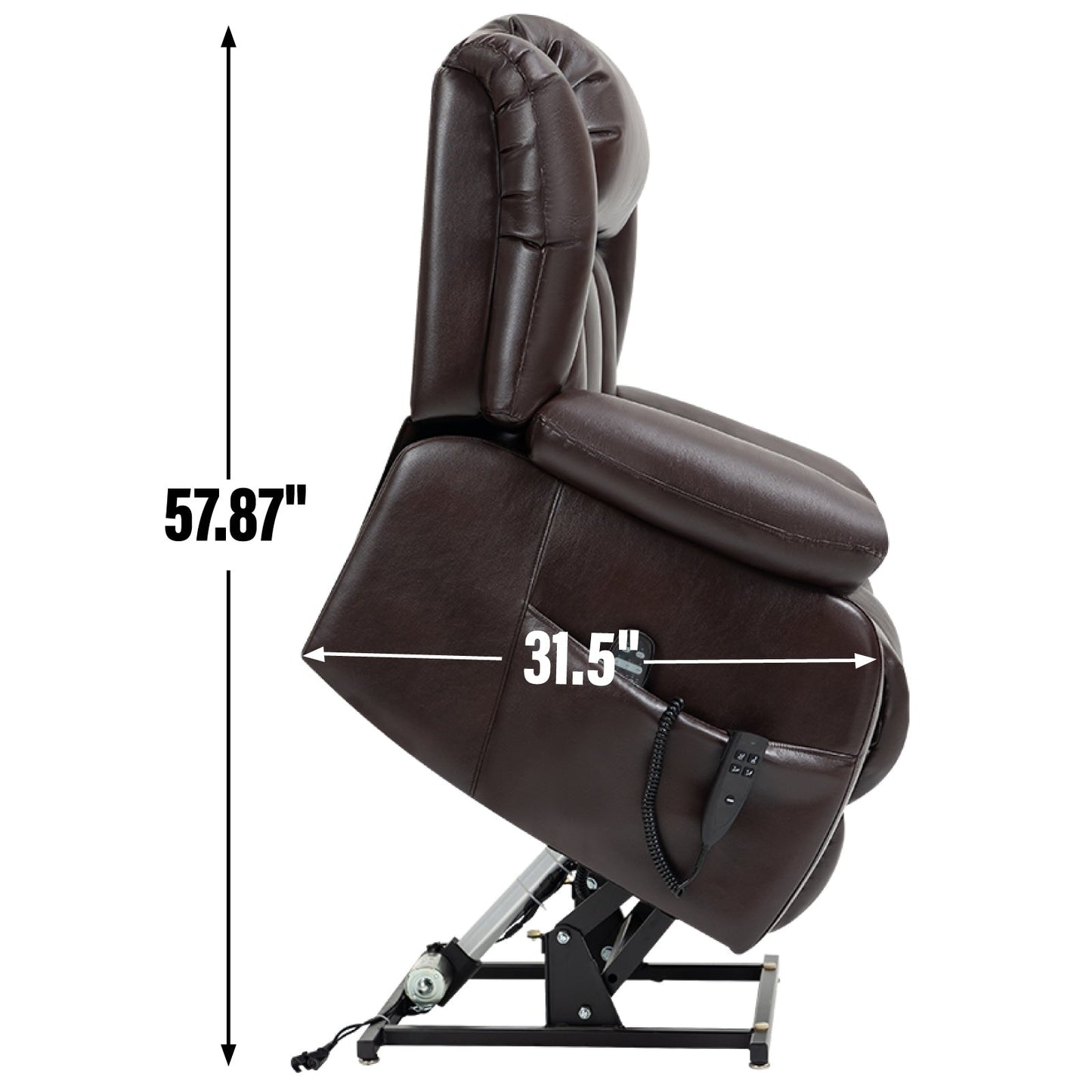 Faux Leather Power Lift Recliner with Massage & Lumbar Heating