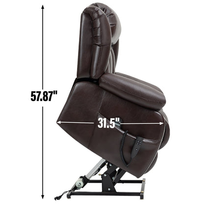 Faux Leather Power Lift Recliner with Massage & Lumbar Heating