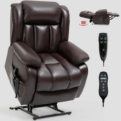 Faux Leather Power Lift Recliner with Massage & Lumbar Heating