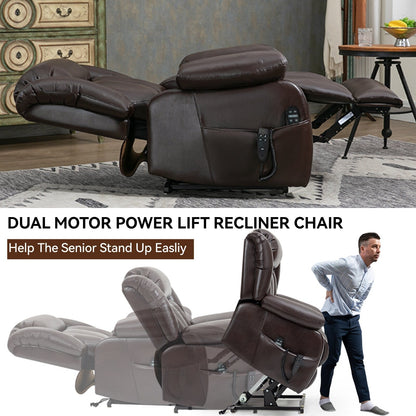 Faux Leather Power Lift Recliner with Massage & Lumbar Heating