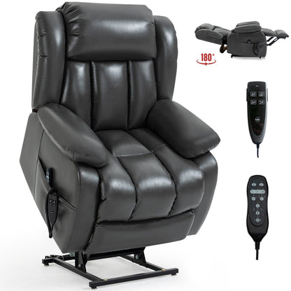 Faux Leather Power Lift Recliner with Massage & Lumbar Heating