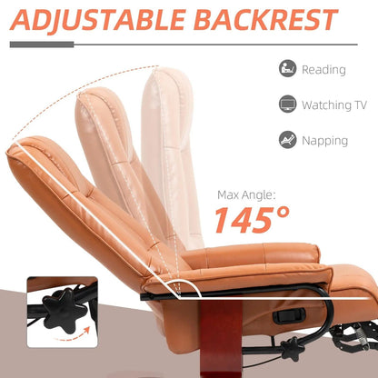 Faux Leather Recliner Chair, Swivel Recliner with Footrest, Armrest