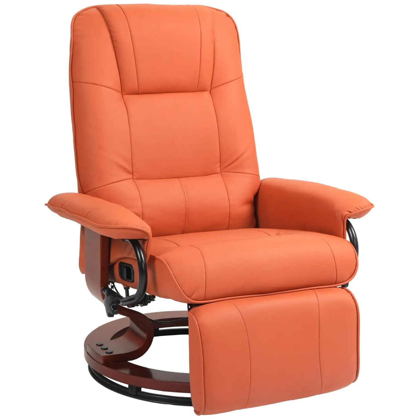 Faux Leather Recliner Chair, Swivel Recliner with Footrest, Armrest