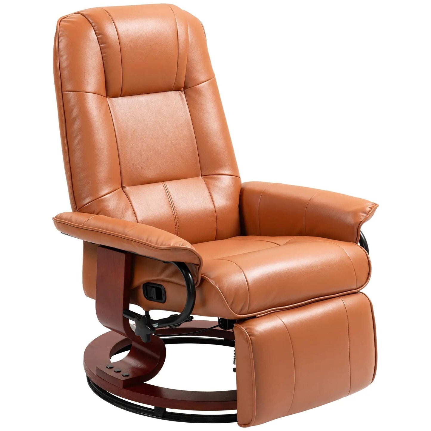 Faux Leather Recliner Chair, Swivel Recliner with Footrest, Armrest