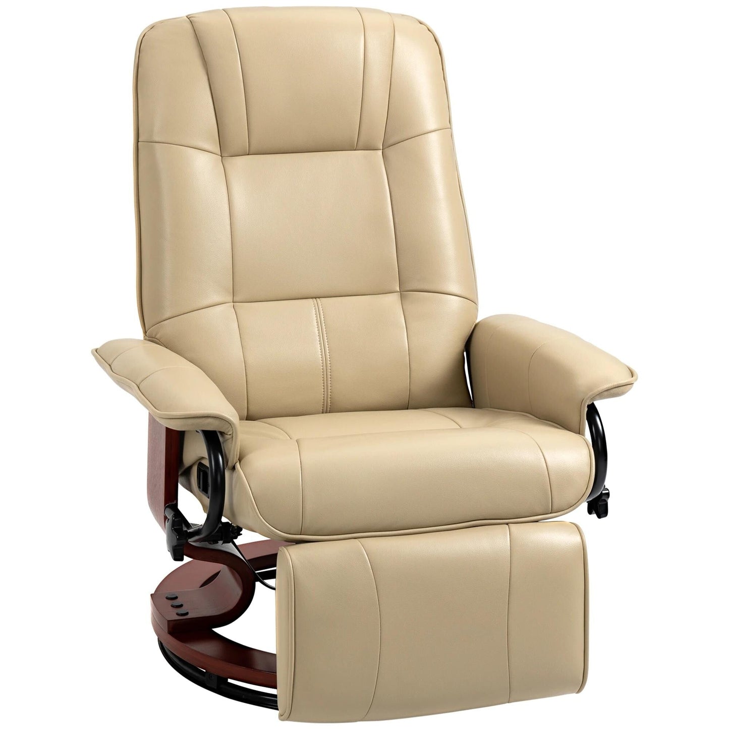 Faux Leather Recliner Chair, Swivel Recliner with Footrest, Armrest