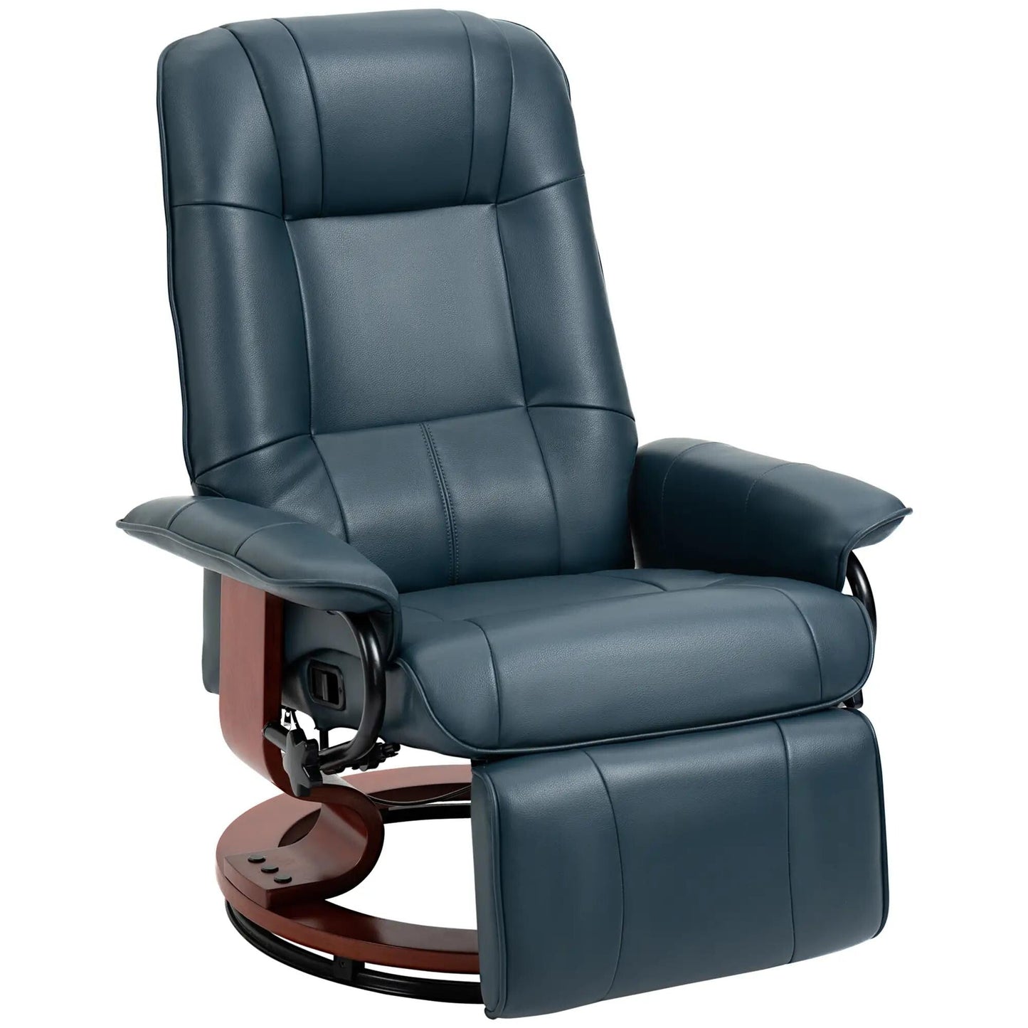 Faux Leather Recliner Chair, Swivel Recliner with Footrest, Armrest