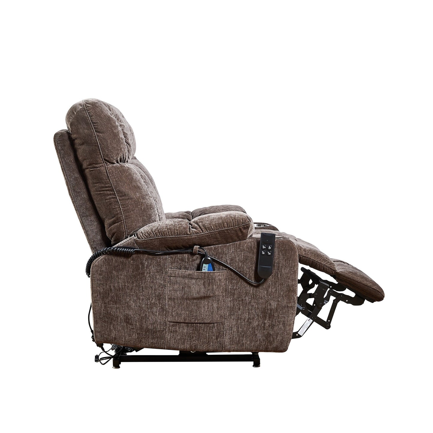 Faux Leather Recliner, Adjustable Swivel Lounge Chair with Footrest, Armrest, and Wrapped Wood Base for Living Room