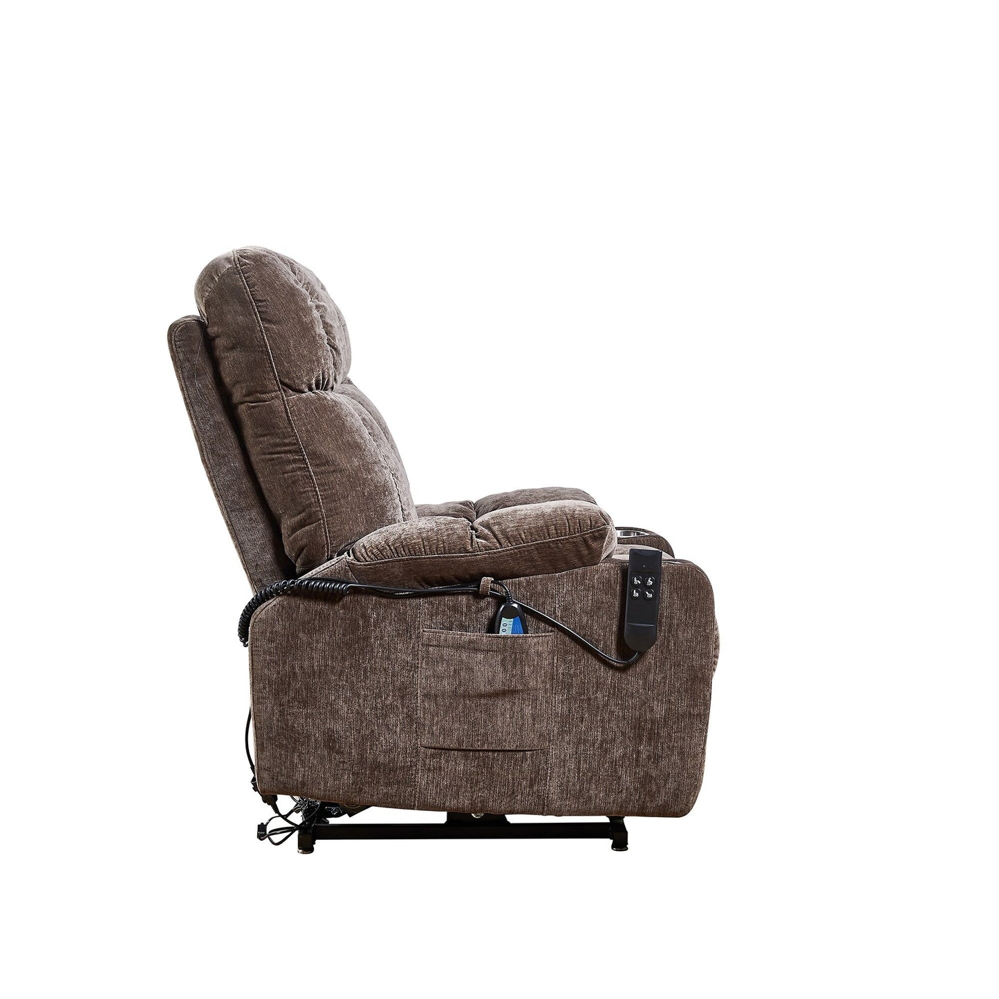 Faux Leather Recliner, Adjustable Swivel Lounge Chair with Footrest, Armrest, and Wrapped Wood Base for Living Room