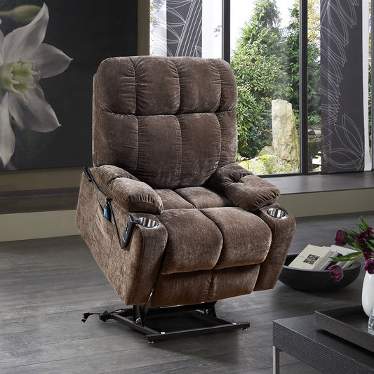 Faux Leather Recliner, Adjustable Swivel Lounge Chair with Footrest, Armrest, and Wrapped Wood Base for Living Room