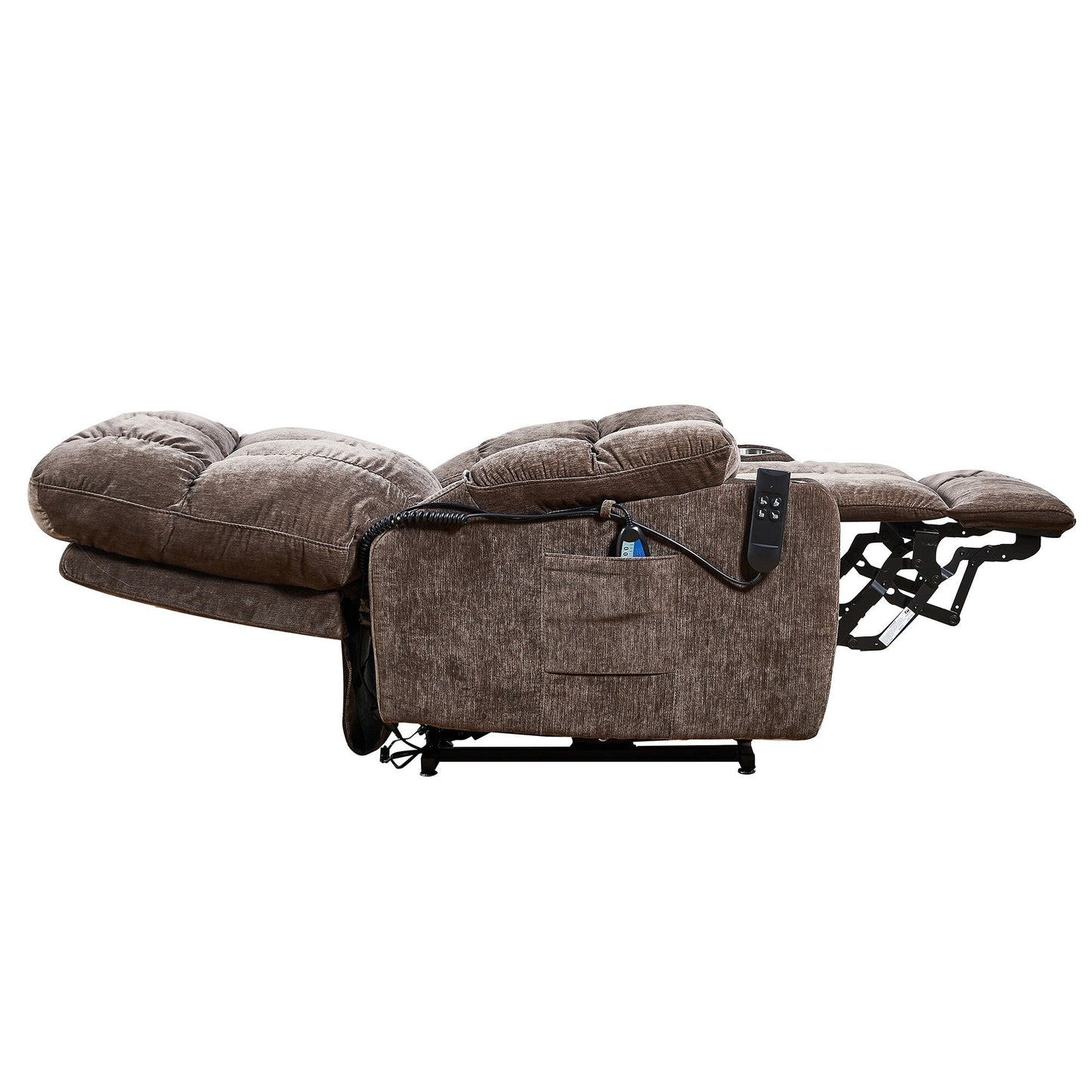 Faux Leather Recliner, Adjustable Swivel Lounge Chair with Footrest, Armrest, and Wrapped Wood Base for Living Room