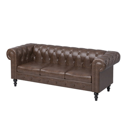 Faux Leather Upholstered Chesterfield Sofa -- 3 seats
