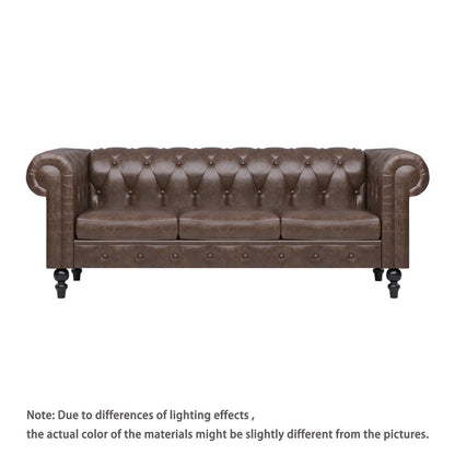 Faux Leather Upholstered Chesterfield Sofa -- 3 seats