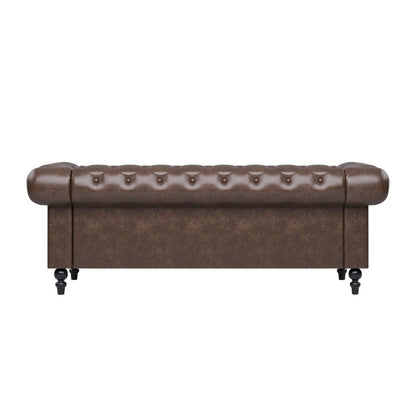 Faux Leather Upholstered Chesterfield Sofa -- 3 seats
