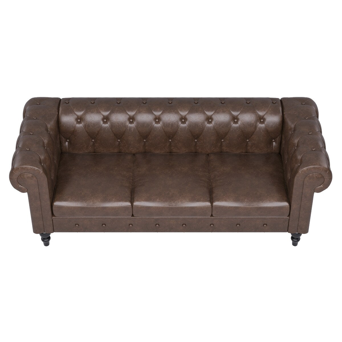 Faux Leather Upholstered Chesterfield Sofa -- 3 seats
