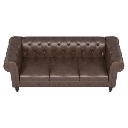 Faux Leather Upholstered Chesterfield Sofa -- 3 seats