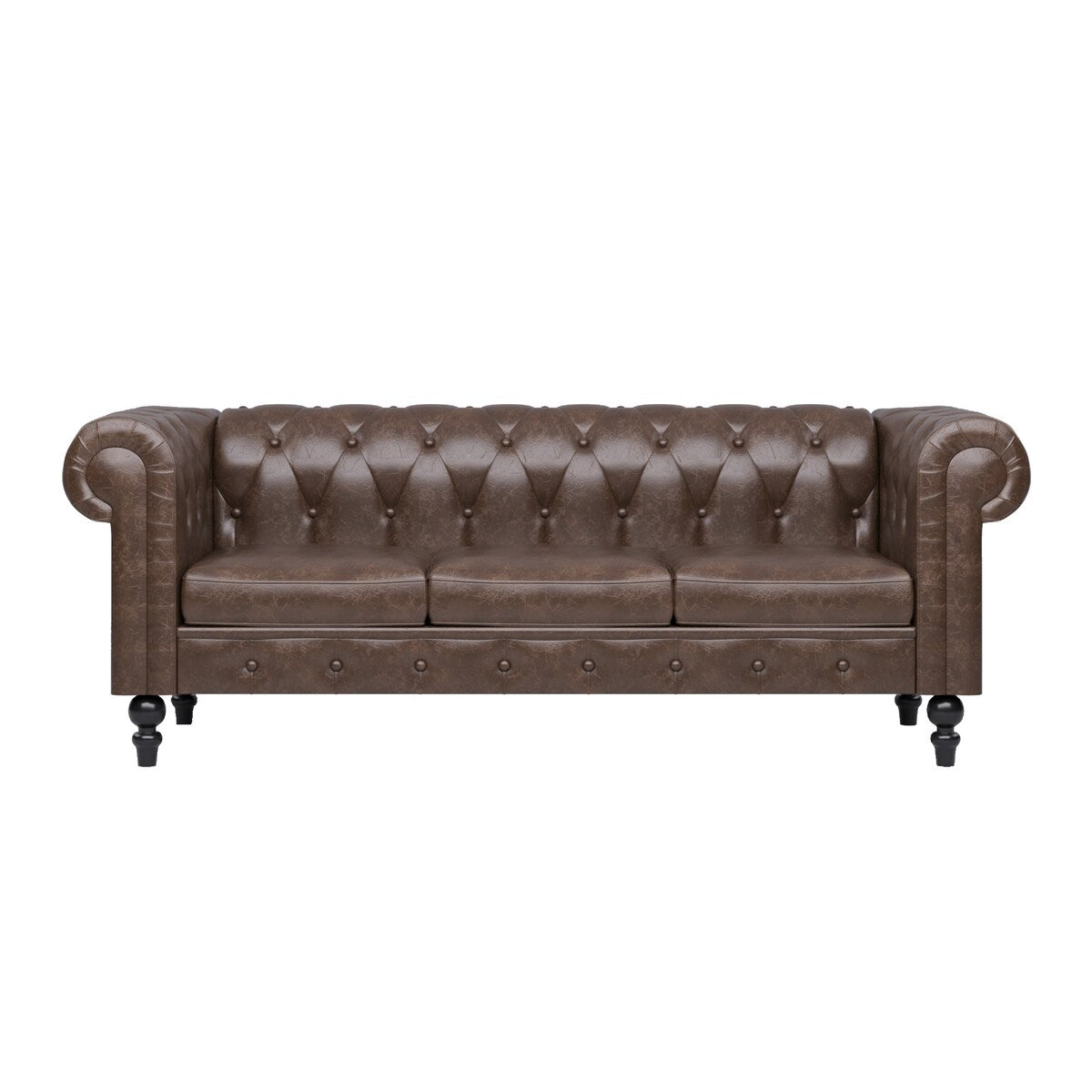Faux Leather Upholstered Chesterfield Sofa -- 3 seats