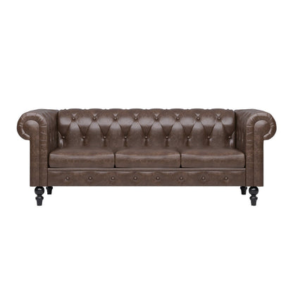 Faux Leather Upholstered Chesterfield Sofa -- 3 seats