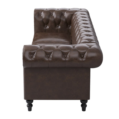 Faux Leather Upholstered Chesterfield Sofa -- 3 seats