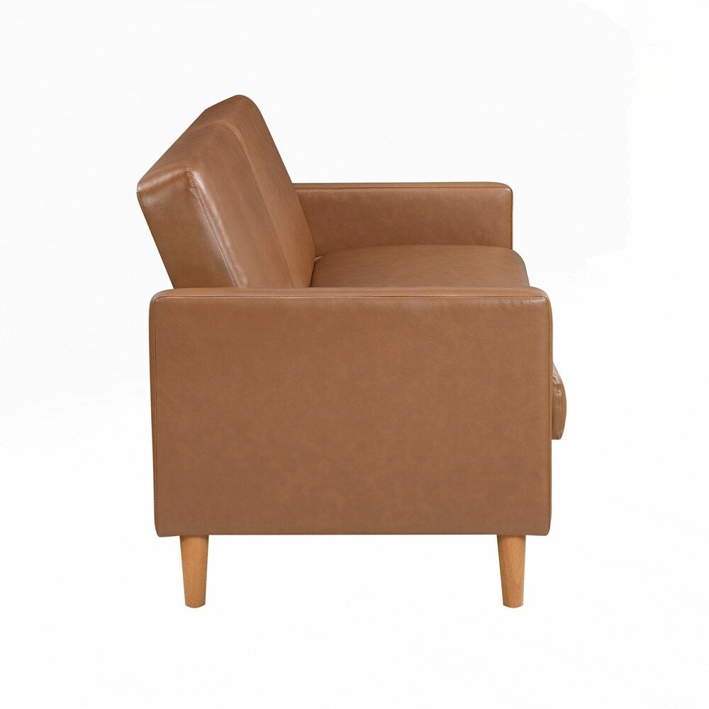 Faux Leather Upholstery Comfort Sleeper Sofa Modern Furniture Durable Plywood Frame Elegant Lounger - 2 Seat