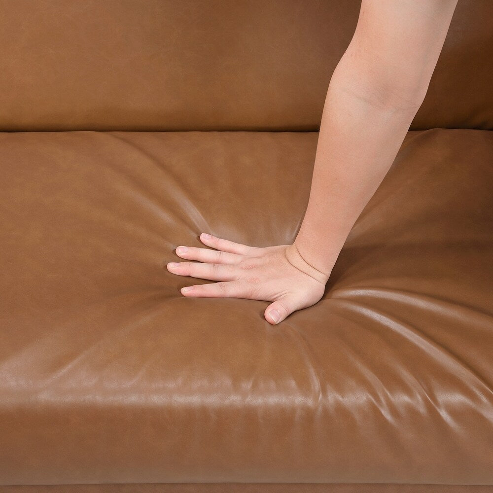 Faux Leather Upholstery Comfort Sleeper Sofa Modern Furniture Durable Plywood Frame Elegant Lounger - 2 Seat