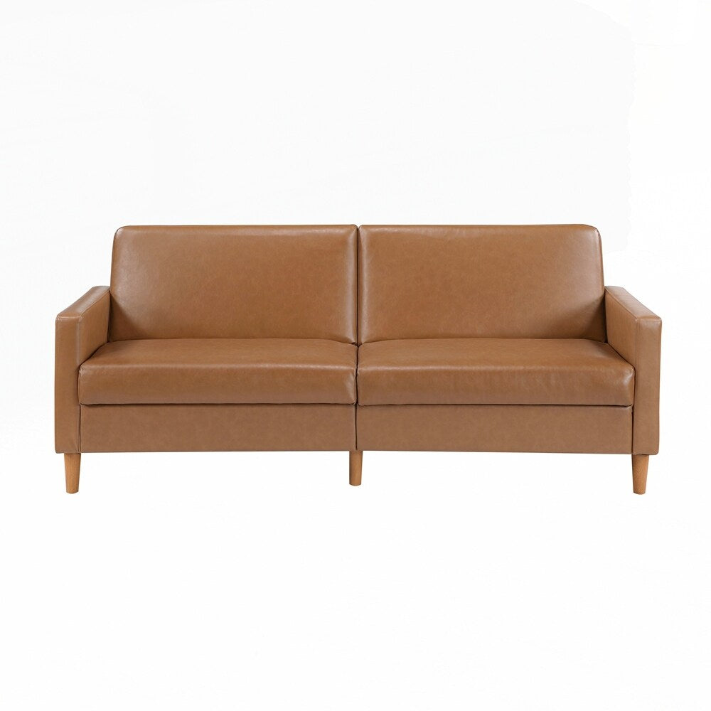 Faux Leather Upholstery Comfort Sleeper Sofa Modern Furniture Durable Plywood Frame Elegant Lounger - 2 Seat