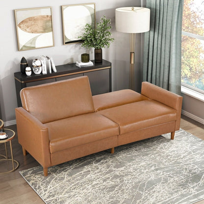 Faux Leather Upholstery Comfort Sleeper Sofa Modern Furniture Durable Plywood Frame Elegant Lounger - 2 Seat