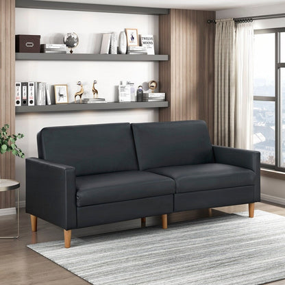 Faux Leather Upholstery Comfort Sleeper Sofa Modern Furniture Durable Plywood Frame Elegant Lounger - 2 Seat