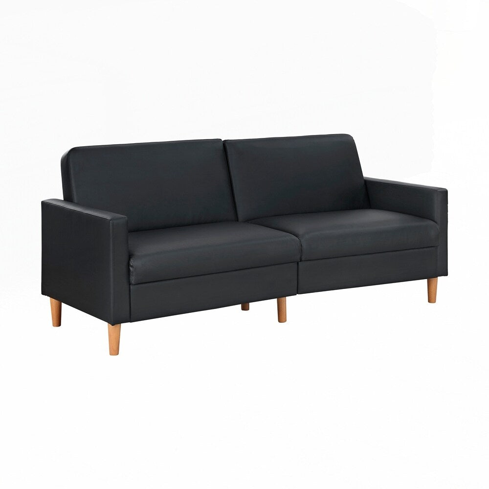 Faux Leather Upholstery Comfort Sleeper Sofa Modern Furniture Durable Plywood Frame Elegant Lounger - 2 Seat