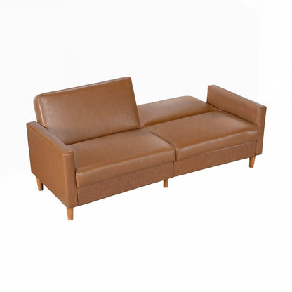 Faux Leather Upholstery Comfort Sleeper Sofa Modern Furniture Durable Plywood Frame Elegant Lounger - 2 Seat