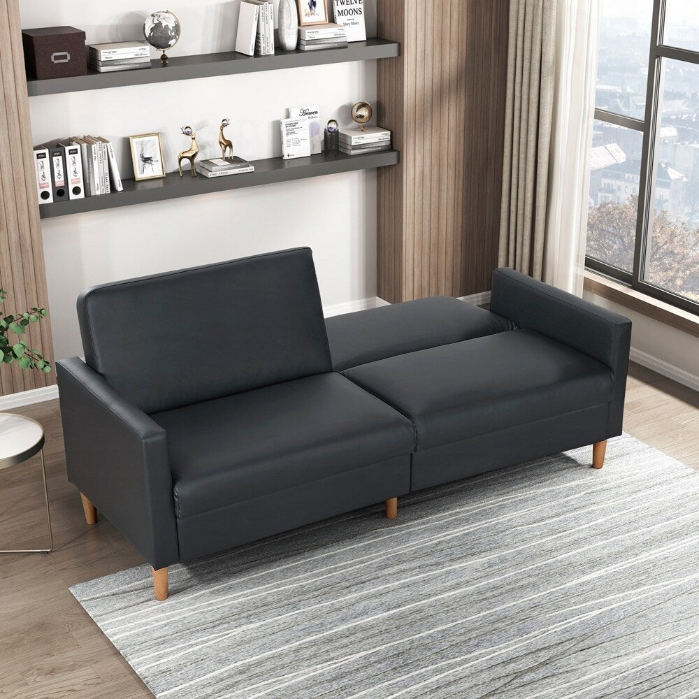Faux Leather Upholstery Comfort Sleeper Sofa Modern Furniture Durable Plywood Frame Elegant Lounger - 2 Seat