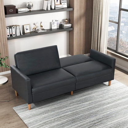 Faux Leather Upholstery Comfort Sleeper Sofa Modern Furniture Durable Plywood Frame Elegant Lounger - 2 Seat
