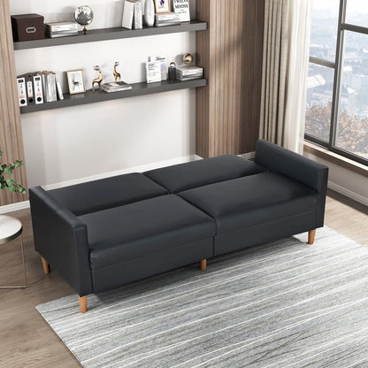 Faux Leather Upholstery Comfort Sleeper Sofa Modern Furniture Durable Plywood Frame Elegant Lounger - 2 Seat