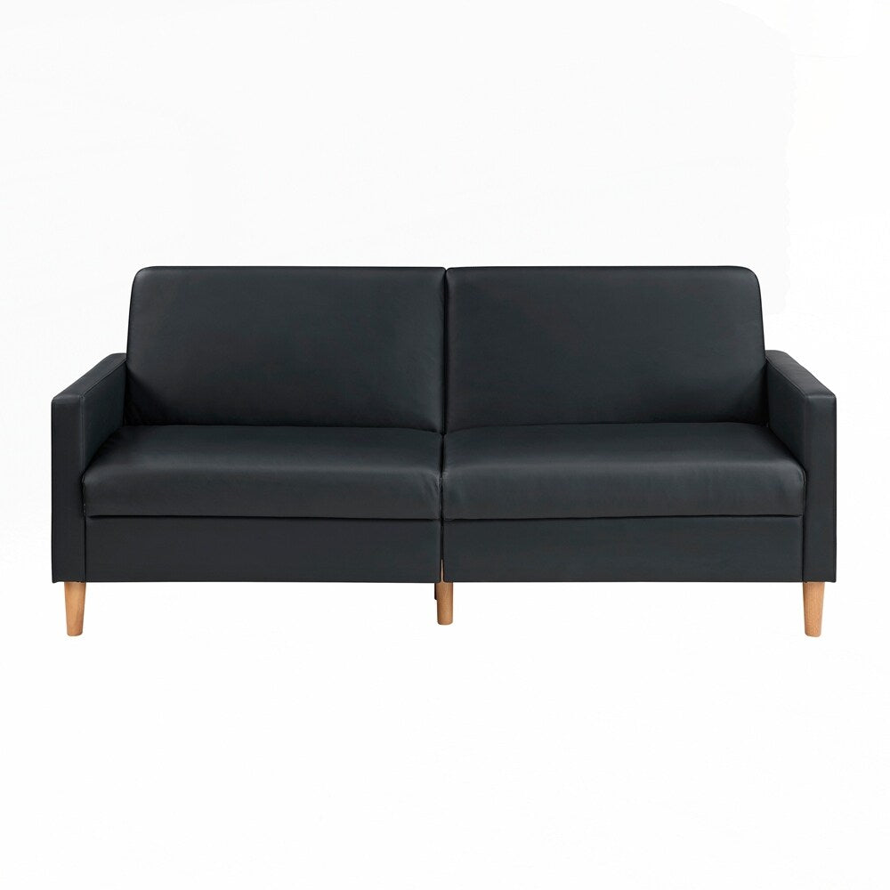 Faux Leather Upholstery Comfort Sleeper Sofa Modern Furniture Durable Plywood Frame Elegant Lounger - 2 Seat