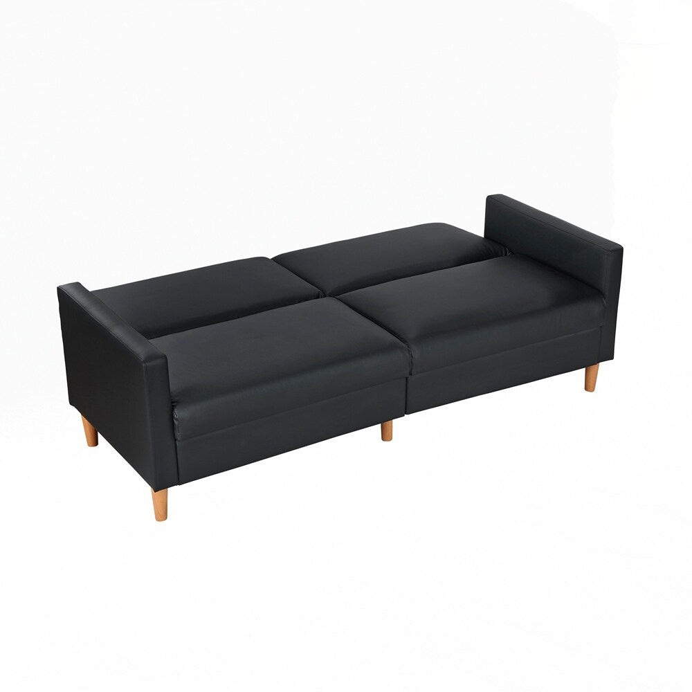 Faux Leather Upholstery Comfort Sleeper Sofa Modern Furniture Durable Plywood Frame Elegant Lounger - 2 Seat