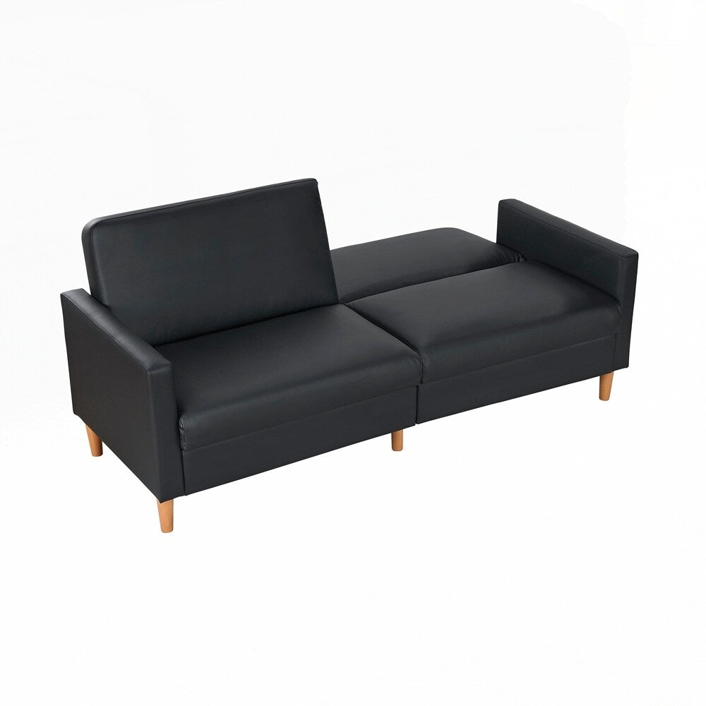 Faux Leather Upholstery Comfort Sleeper Sofa Modern Furniture Durable Plywood Frame Elegant Lounger - 2 Seat