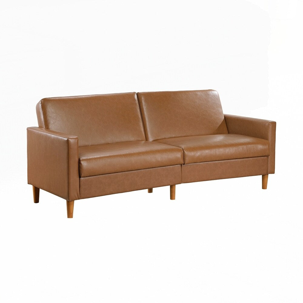 Faux Leather Upholstery Comfort Sleeper Sofa Modern Furniture Durable Plywood Frame Elegant Lounger - 2 Seat