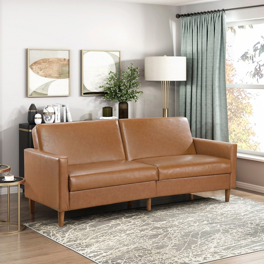 Faux Leather Upholstery Comfort Sleeper Sofa Modern Furniture Durable Plywood Frame Elegant Lounger - 2 Seat