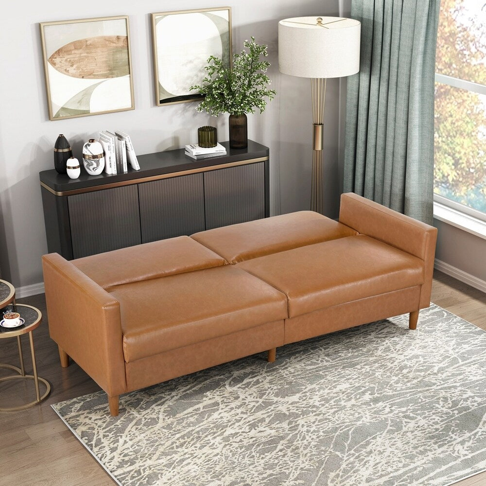 Faux Leather Upholstery Comfort Sleeper Sofa Modern Furniture Durable Plywood Frame Elegant Lounger - 2 Seat