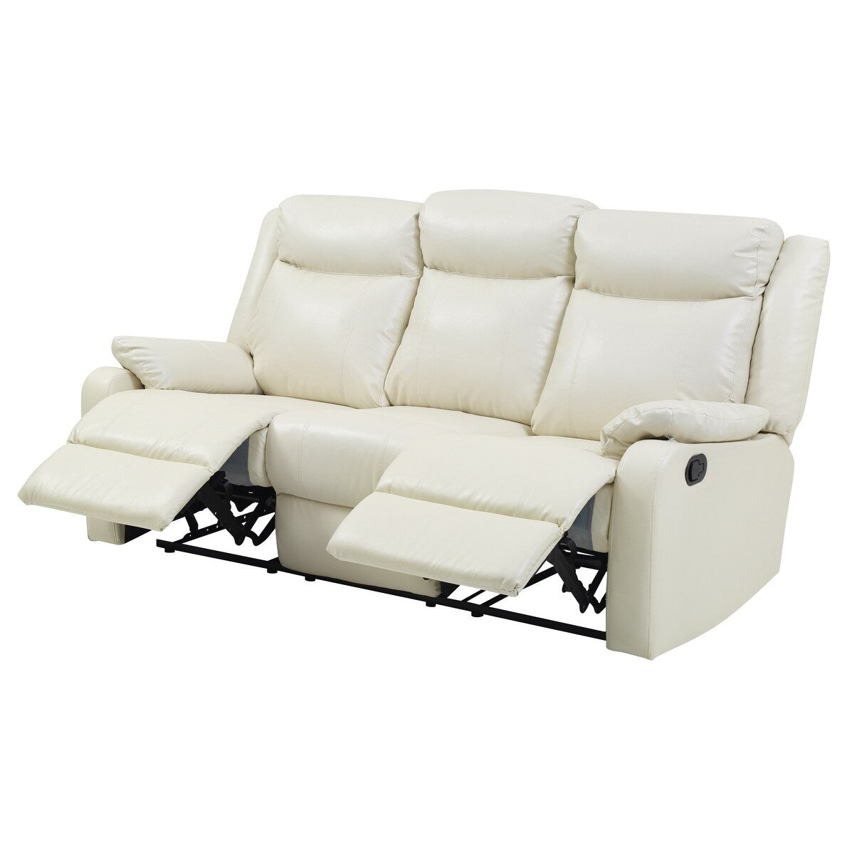 Faux leather 3-Seater Reclining Sofa with Pillow Top Arms - 76 - White