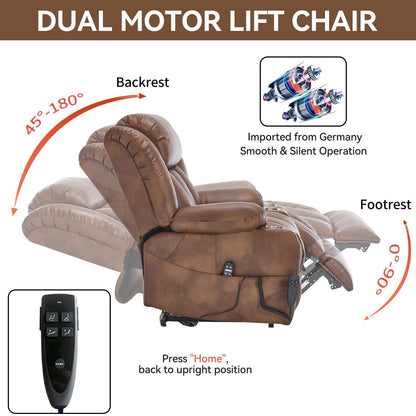 Faux?Leather Power Lift Recliner Chair with Massage, Heat & Dual Motors